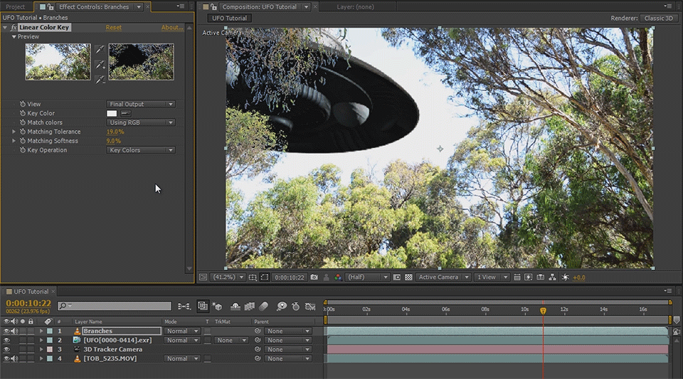 3D Integration VFX UFO 1 - Composite UFO into sky