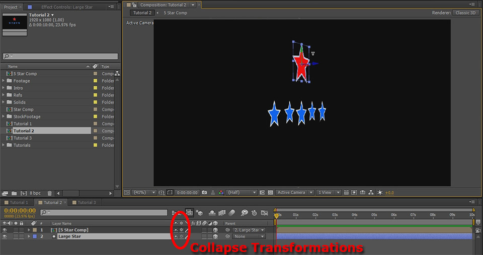 Adobe After Effects Basics Tutorial Parenting 13 - Flat Star Composition