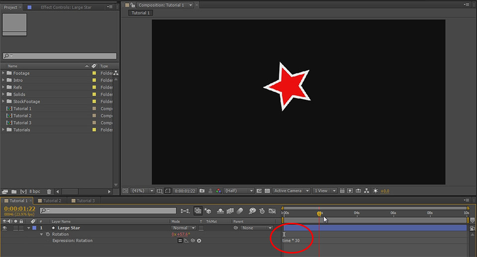 Adobe After Effects Basics Tutorial Parenting 2 - Rotation Expression