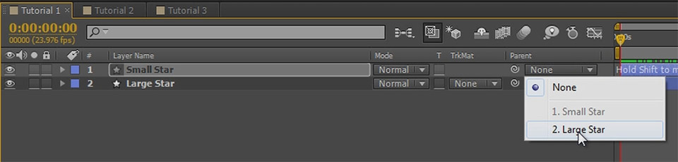 Adobe After Effects Basics Tutorial Parenting 5 - Parenting DropDown
