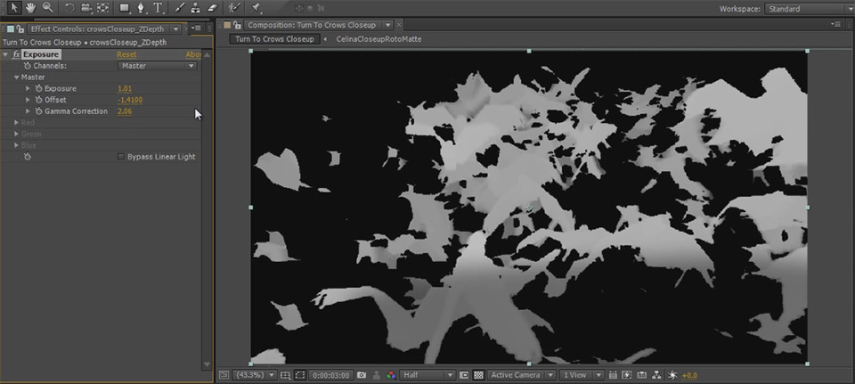 Dissolve Into Crows VFX Part 2 11 - Z Depth Layer Exposure