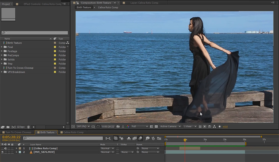 Dissolve Into Crows VFX 1 - Base Footage And Rotoscope Layer