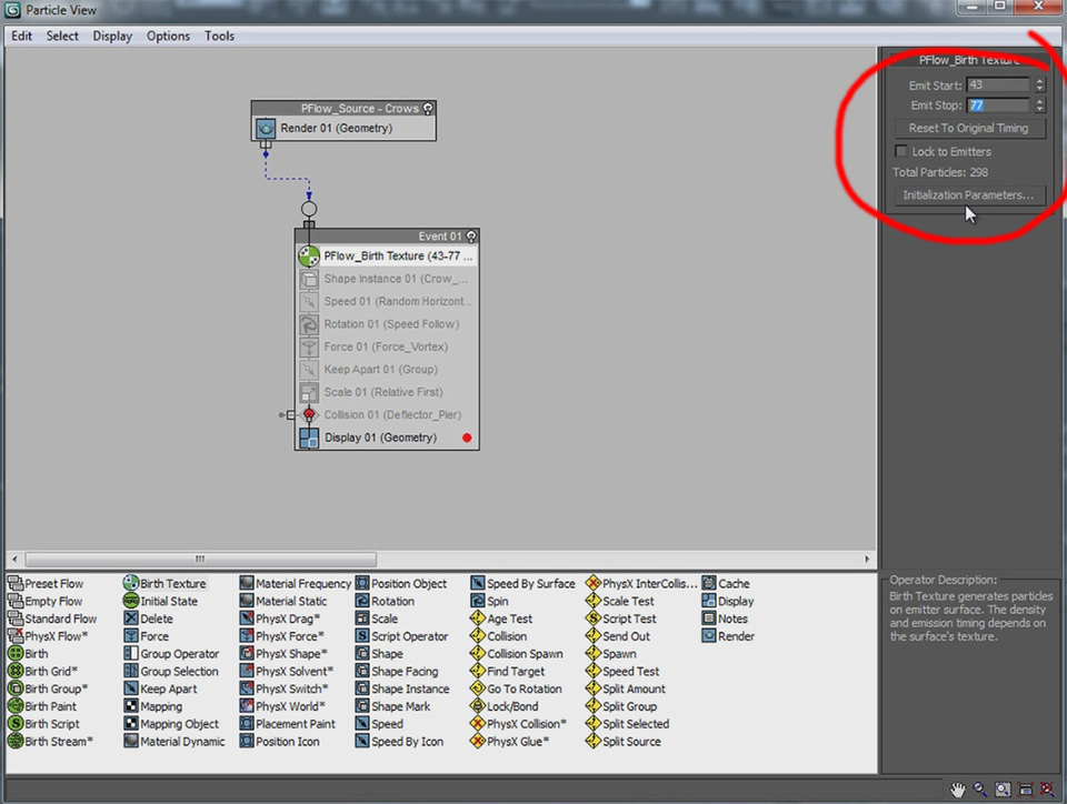 Dissolve Into Crows VFX 15 - 3dsMax Particle Flow Birth Texture