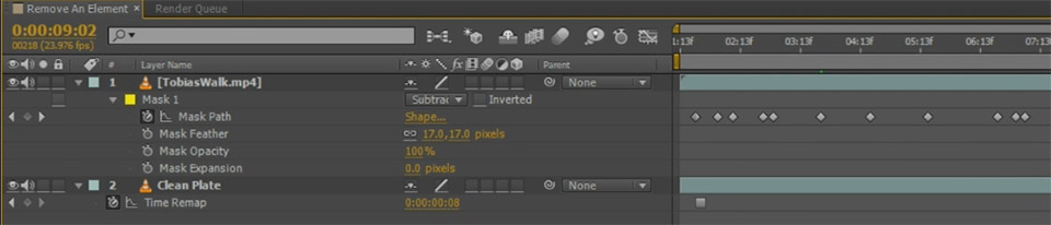 Remove Object From Video In After Effects 05 - Animate Subtractive Mask