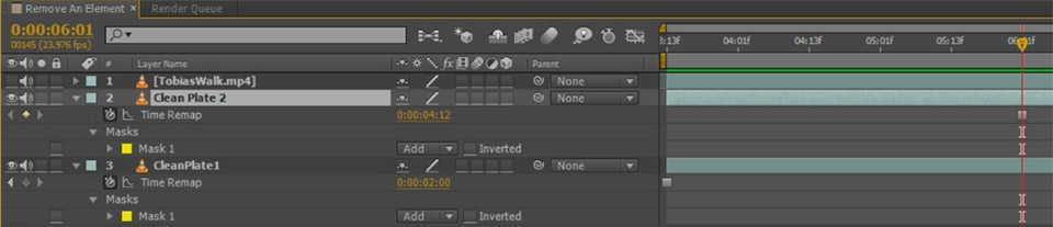 Remove Object From Video In After Effects 07 - Create Clean Plate Layers