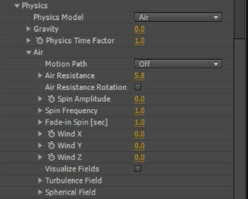 After Effects and Particular Fireworks 11 - Particular Physics Settings