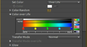 After Effects and Particular Fireworks 25 - Color Over Life Range