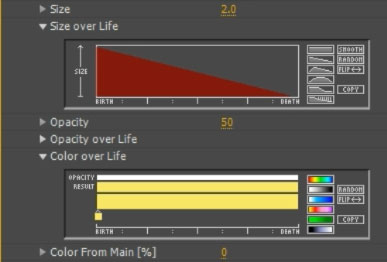 After Effects and Particular Fireworks 39 - Aux Particles Size and Color