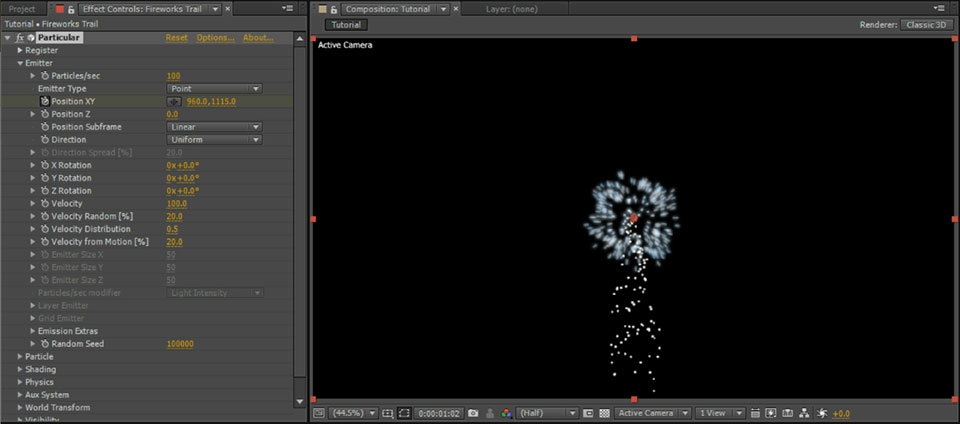 After Effects and Particular Fireworks 42 - Fireworks Trail