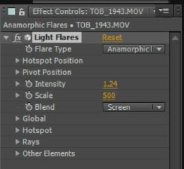 HitFilm 2 Plugins 09 - Light Flares Effect Controls