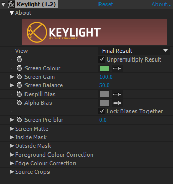 Keylight Effect Settings